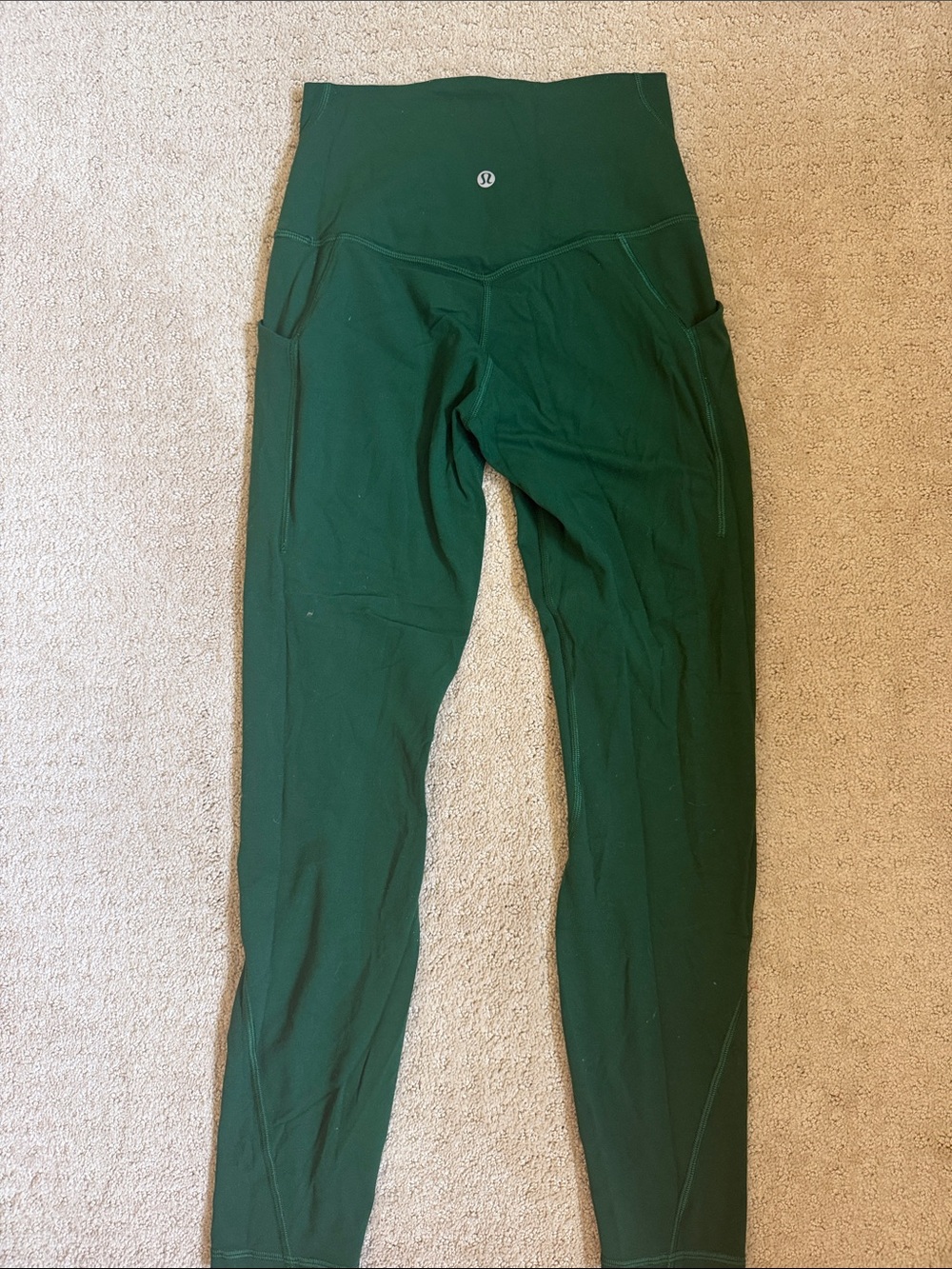 Lululemon High-Rise Align Dark Green Leggings with Side Pockets